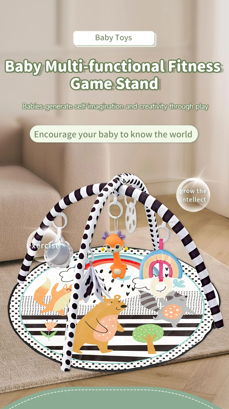 Baby Educational Fitness Frame Gym Play Mat 0-36 Months Tummy Time Crawling Game Blanket Toys Play Mat Rack Crawling Blanket