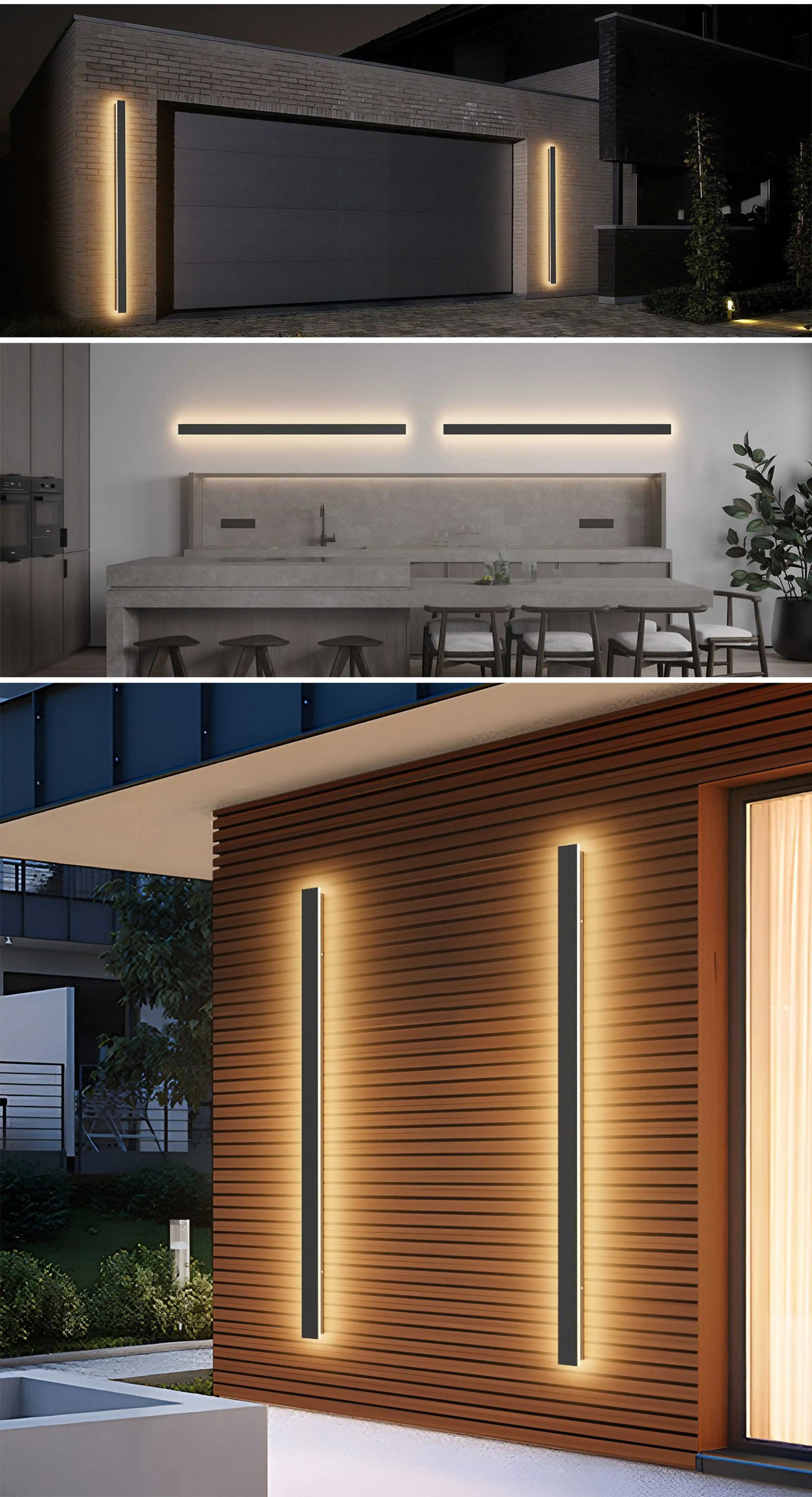 Waterproof Wall Lamp LED Outdoor Garden Wall Lamps Stair Garden Lamp Living Room Bedroom Ip65 Black Wall Lights