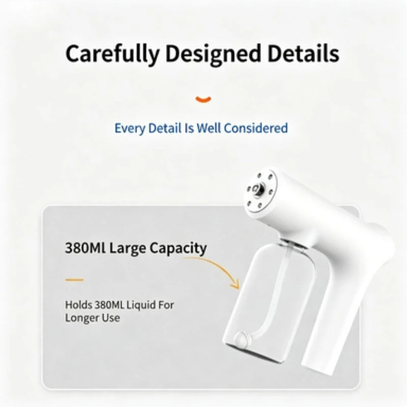ZONGYAN Pet Disinfectant Spray Gun Handheld Electric Blue Light Atomizer For Pet Home Alcohol Hypochlorous Acid Sterilizing Tool