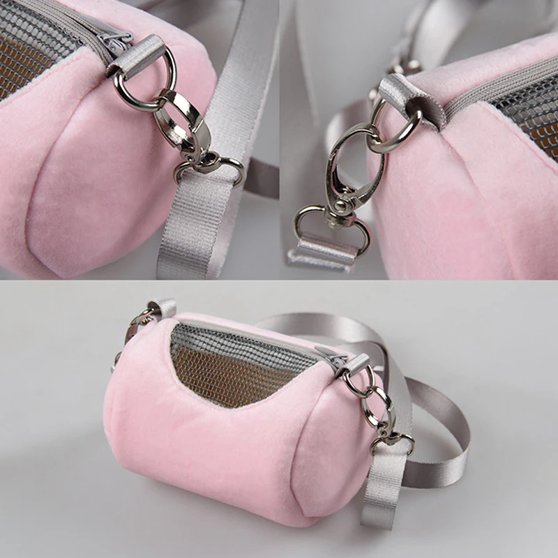 (Ce14)Hamster Carrier Bags Cross Body Bag Cylinder Design Practical House Travel Portable Squirrel Visible Mesh Pet Cage