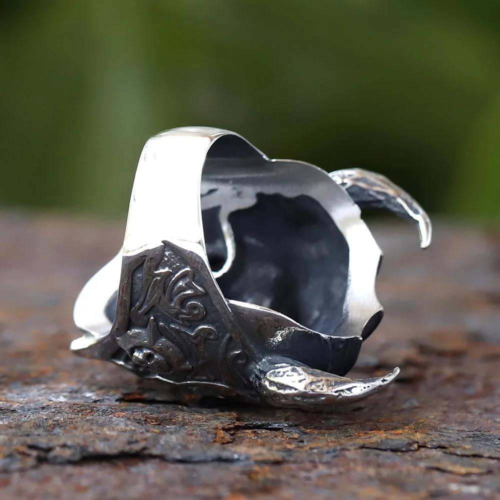 2024 Cool 316L Stainless Steel Viking Warrior Skull Rings Mens Punk Nordic God of War Biker Jewelry Gift for Him