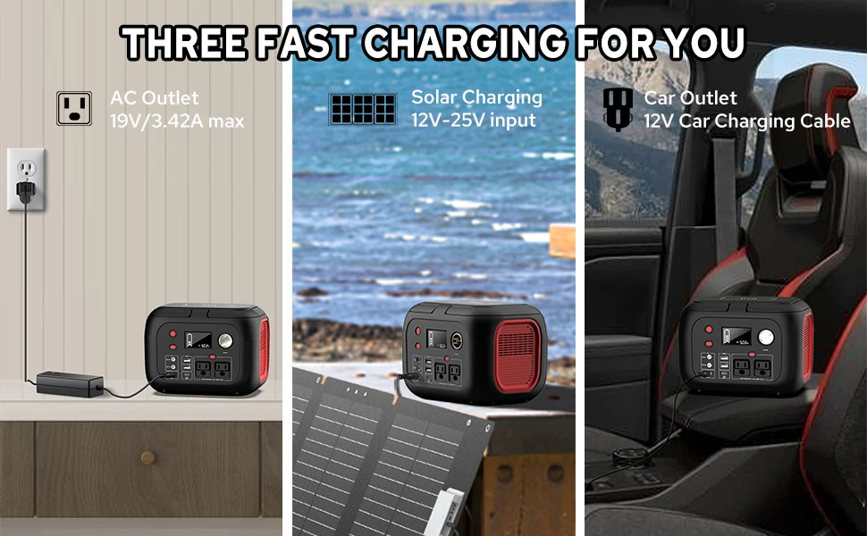600W/300W/200W/120W Portable Power Station,110V AC Outlets Solar Generator Storage Energy Power Bank For Camping Travel RV Home
