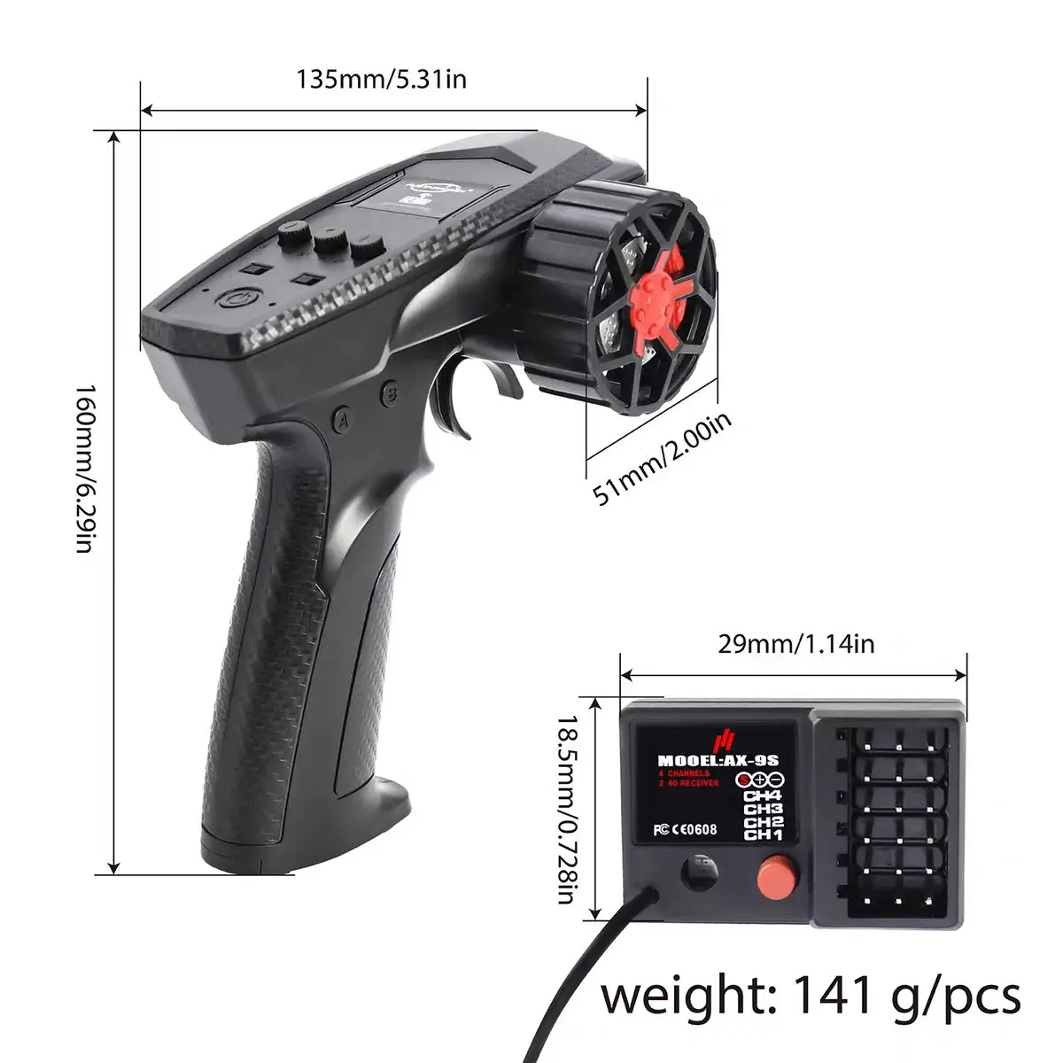 RC Radio System 3CH RC Transmitter 2.4G Remote Controller for 1/10 1/12 1/14 1/16 1/18 1/24 RC Car Crawler Boat