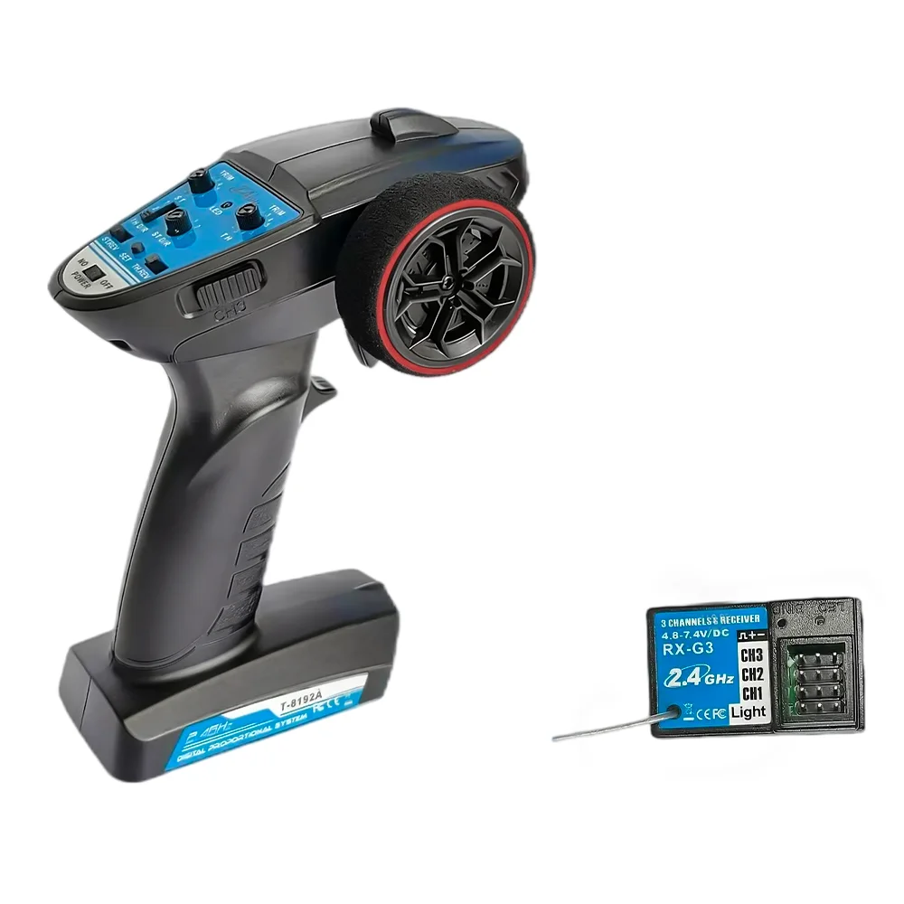 RC Radio System 3CH RC Transmitter 2.4G Remote Controller for 1/10 1/12 1/14 1/16 1/18 1/24 RC Car Crawler Boat