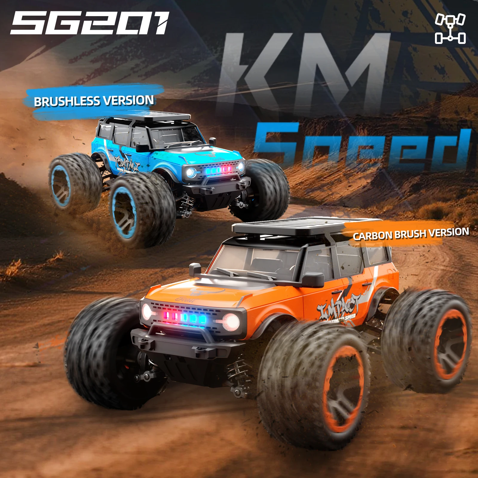 ZNLYRION RC Car SG201MAX PRO 1:20 4WD 40KM/H Brushed or 55KM/H Brushless Full Proportional Remote Control Truck with LED Lights Independent Suspension Metal Drive Shaft