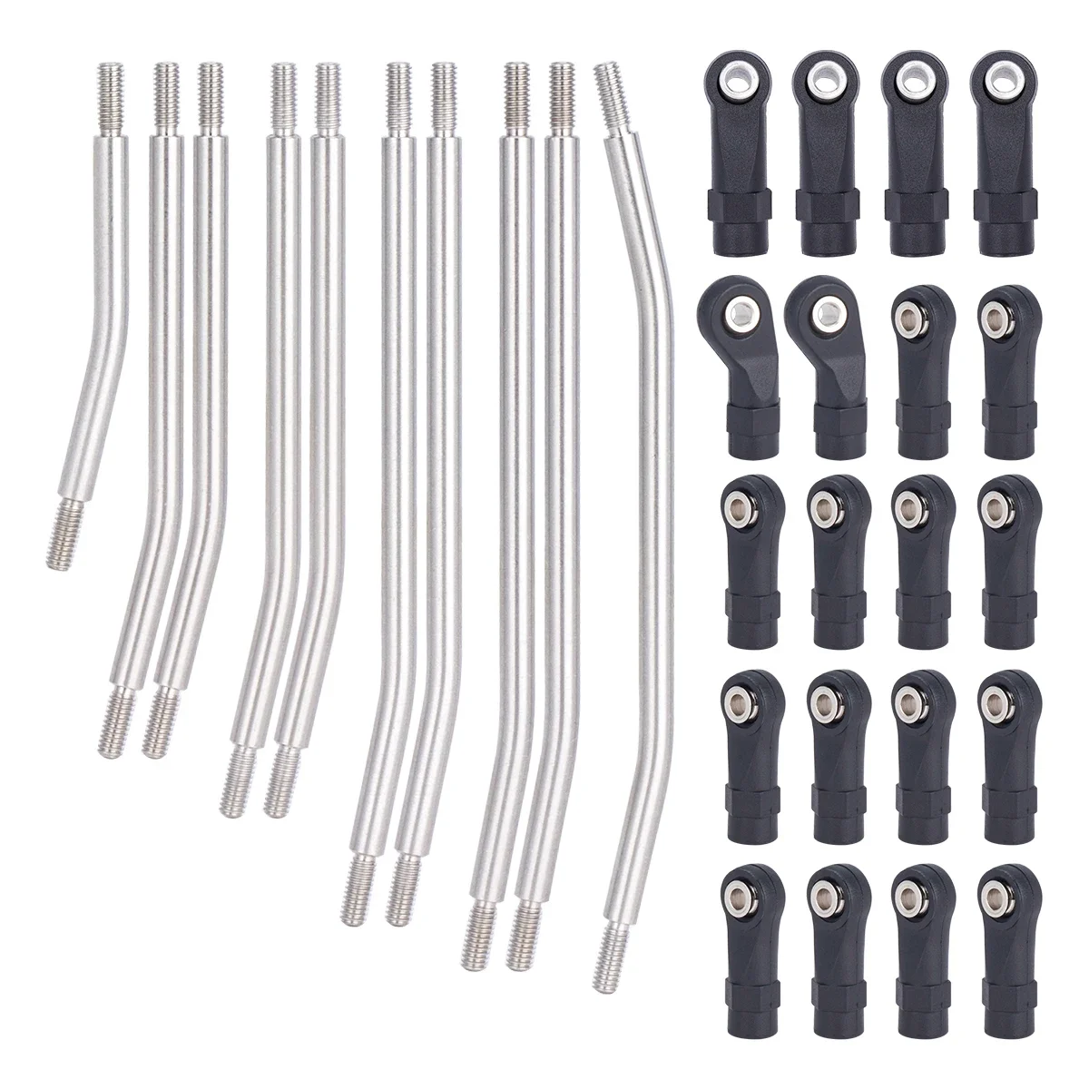 10Pcs 313/324mm Stainless Steel Linkage Chassis Link Rod Set for 1/10 Axial SCX10 II 90046 RC Crawler Upgrade Parts