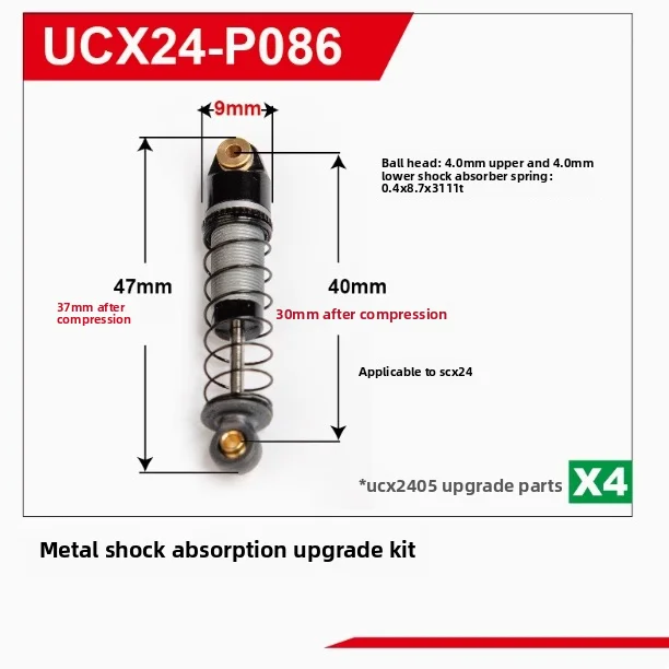 UDIRC UCX2405 1/24 RC Car Upgrade Kit Counterweight Brass Coupler Metal Front Axle Center Drive Shaft Car Shell Parts