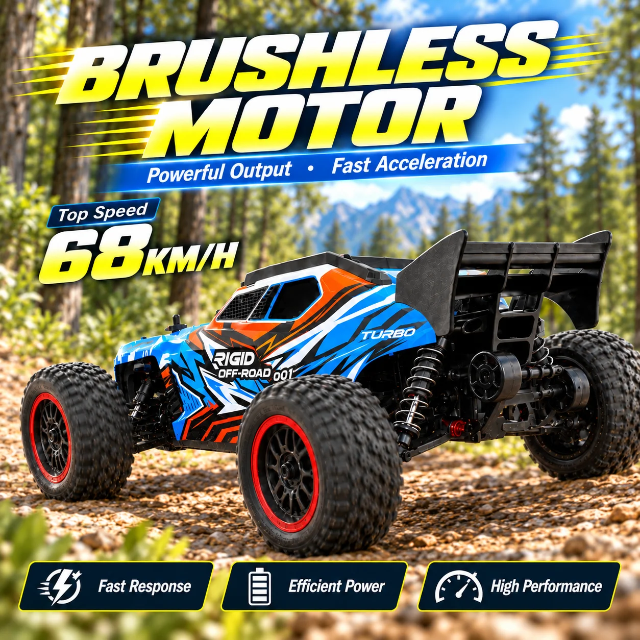 ZNLYRION RC Remote Truck High Speed Brushless Full Metal Gear Differential 2.4Ghz 300M Remote Distance LED Headlight Big Foot RC Car For Adult Hobby