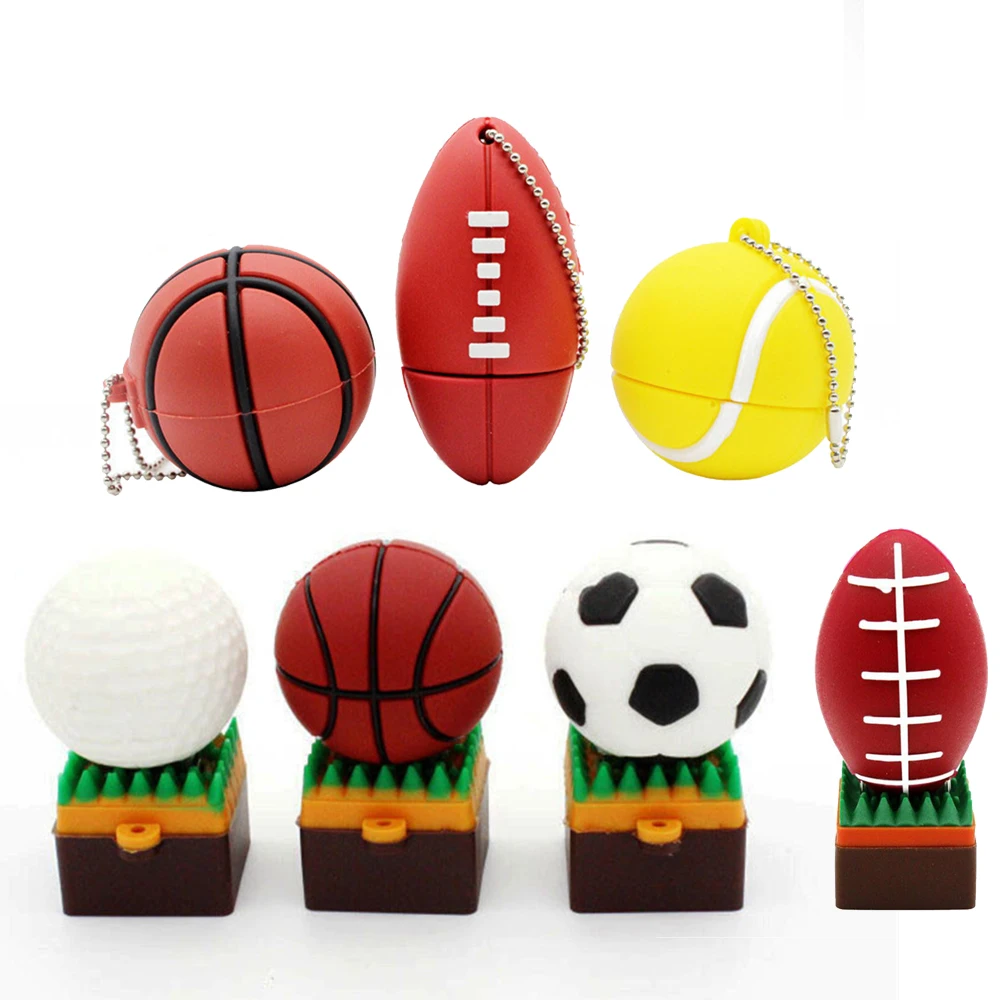 JASTER Football USB Flash Drives 128GB Basketball Memory Stick 64GB Golf Ball Pen Drive 32GB Tennis Pendrive 16GB Creative Gift