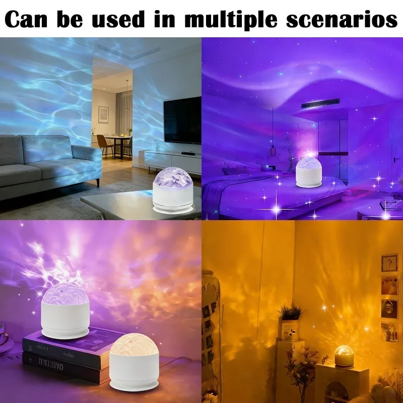 LED Night Light 16 Colors Ocean Wave Aurora Projector Light with Remote USB Powered Auto Rotate for Kids Room Ambient Decor Gift