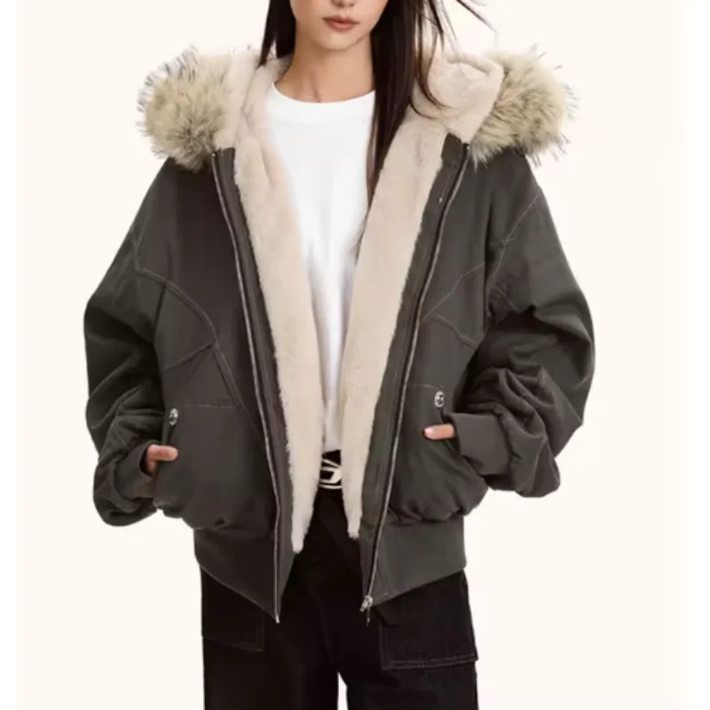 Fur Collar Hooded Parkas Y2k Harajuku Thicken Padded Jackets Casual Zipper Gothic Women&Men Winter Coats Streetwear New кур Punk