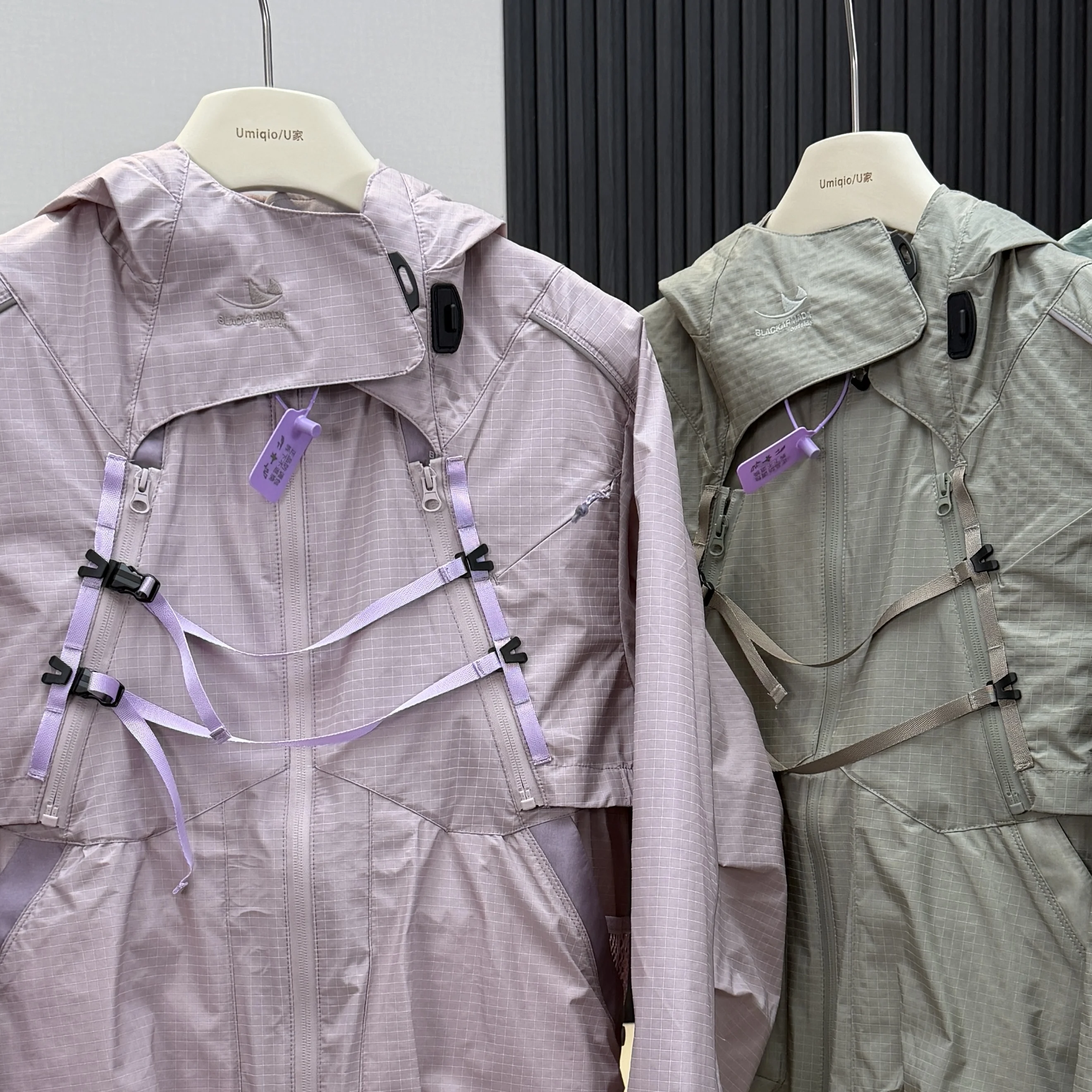 2 Pieces Vest Cloak Jacket Men Women Outdoor Sports Reflective Strip Loose Casual Techwear Waterproof Hooded Cargo Jacket Coat