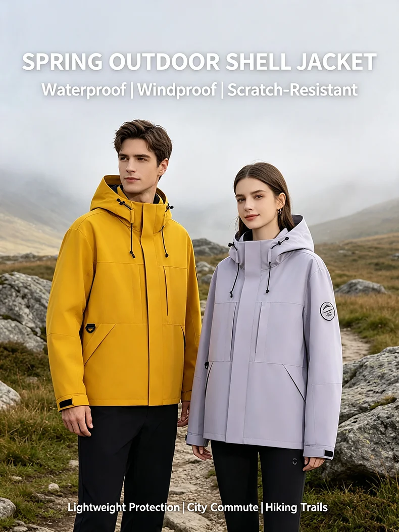 JNLN Men's Women's Waterproof Hiking Jacket Trekking Camping Mountaineering Windbreaker Unisex Outdoor Sport Windproof Rain Coat