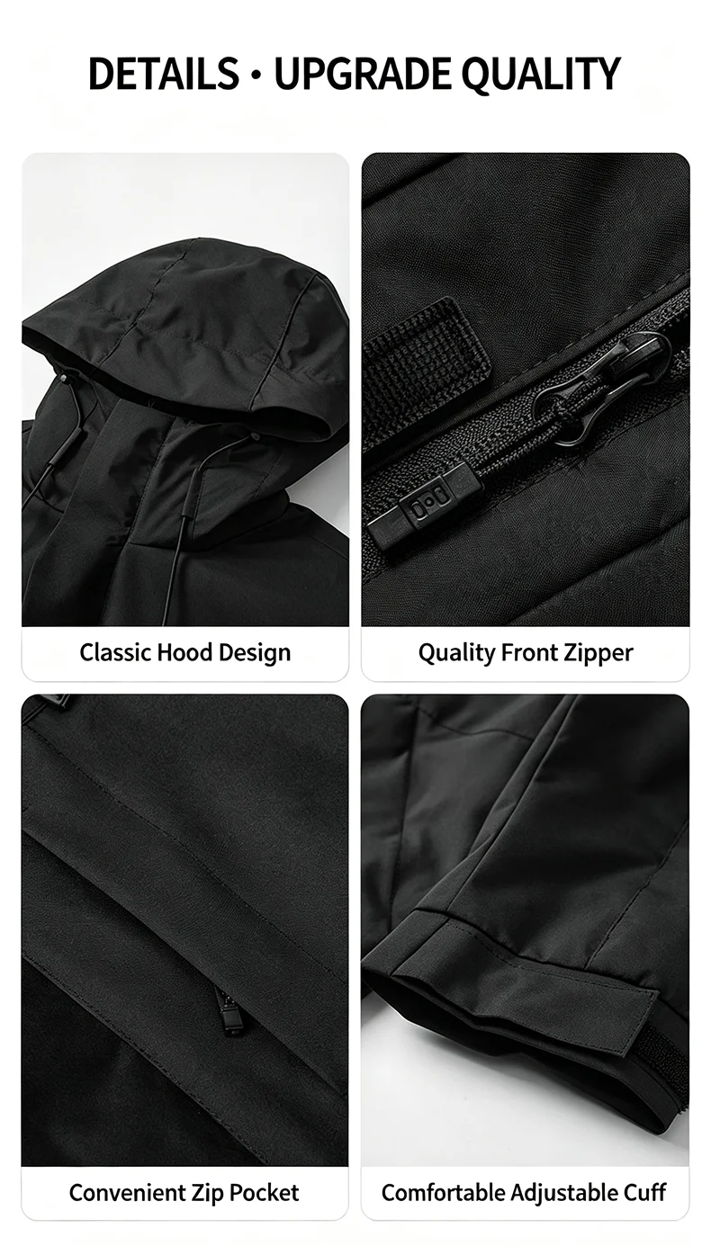 JNLN Men's Women's Waterproof Hiking Jacket Trekking Camping Mountaineering Windbreaker Unisex Outdoor Sport Windproof Rain Coat