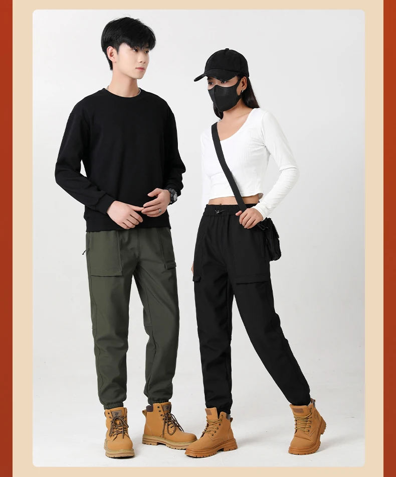JNLN Thick Fleece Warm Pants Women Men Winter Waterproof Windproof Jogger Pants Unisex Hiking Camping Climbing Skiing Trousers