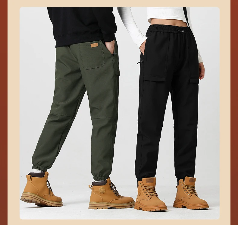 JNLN Thick Fleece Warm Pants Women Men Winter Waterproof Windproof Jogger Pants Unisex Hiking Camping Climbing Skiing Trousers