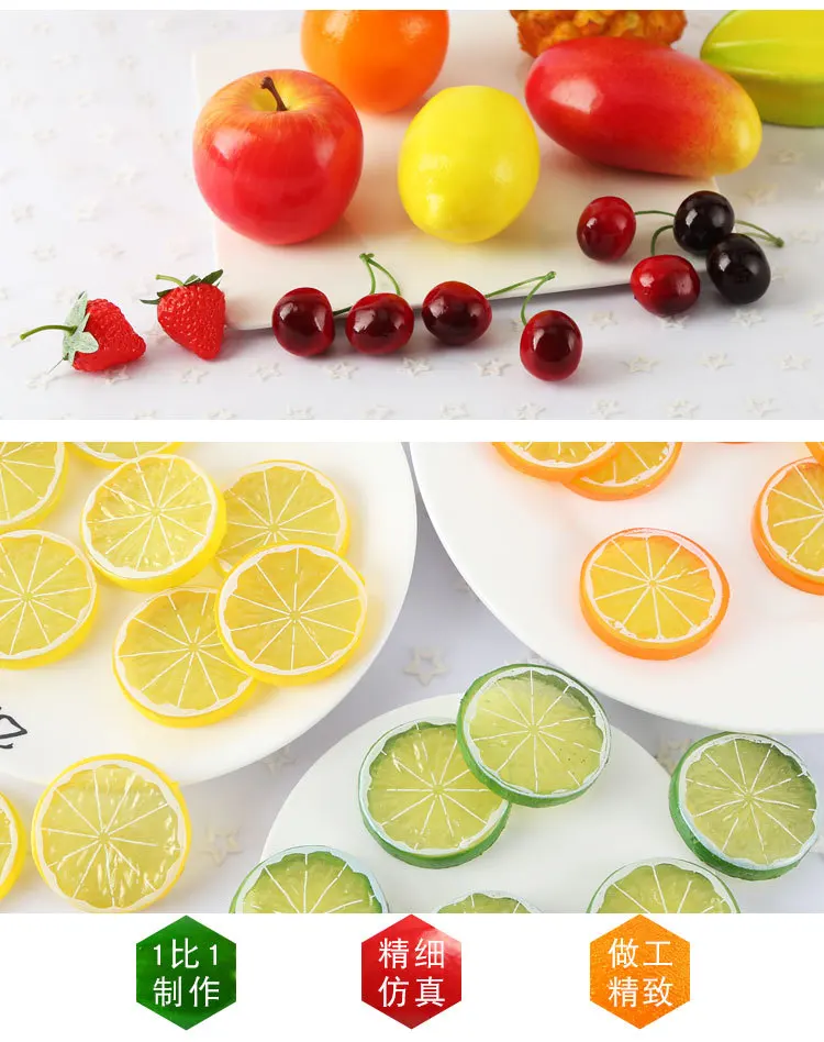 Artificial Fruits and Vegetables Home Decoration Fake Orange Peach Apple Pear Grape Lemon Peach Ornament Food Photography Props