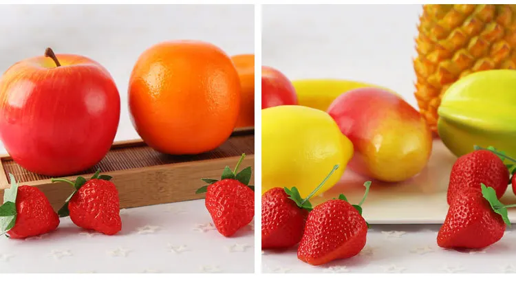 Artificial Fruits and Vegetables Home Decoration Fake Orange Peach Apple Pear Grape Lemon Peach Ornament Food Photography Props