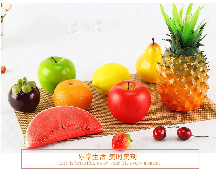 Artificial Fruits and Vegetables Home Decoration Fake Orange Peach Apple Pear Grape Lemon Peach Ornament Food Photography Props