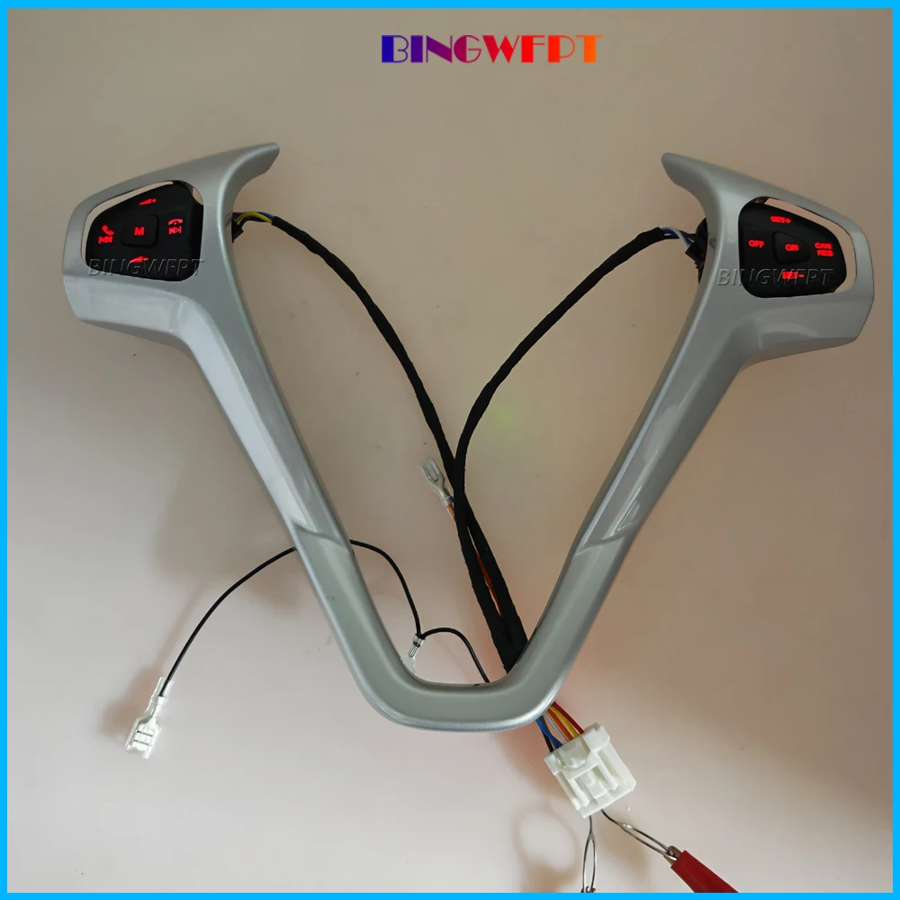With Frame + Wire Car Cruise Control Buttons Blue / Red Backlight Steering Wheel Volume Button For Ford Fiesta MK7 Ecosport 2013