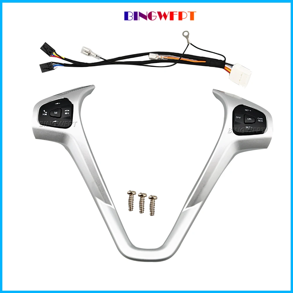 With Frame + Wire Car Cruise Control Buttons Blue / Red Backlight Steering Wheel Volume Button For Ford Fiesta MK7 Ecosport 2013