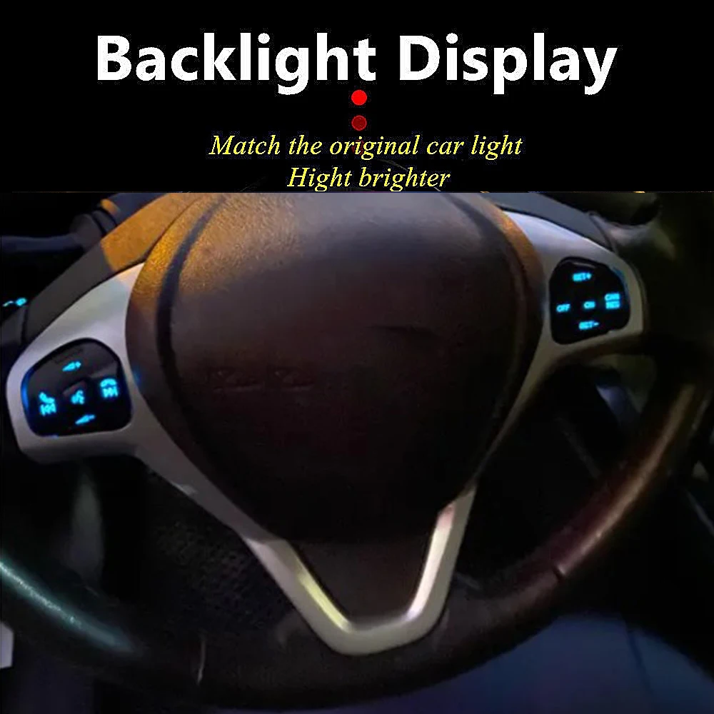 With Frame + Wire Car Cruise Control Buttons Blue / Red Backlight Steering Wheel Volume Button For Ford Fiesta MK7 Ecosport 2013