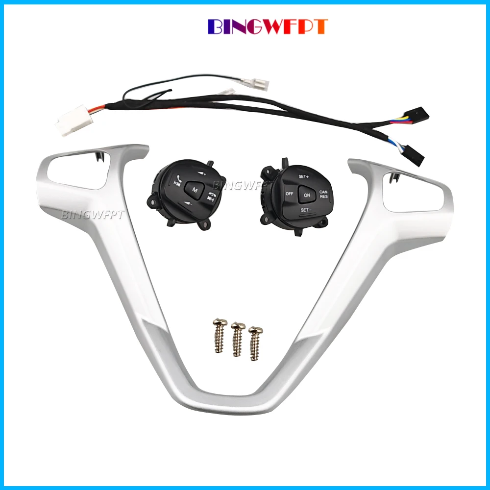 With Frame + Wire Car Cruise Control Buttons Blue / Red Backlight Steering Wheel Volume Button For Ford Fiesta MK7 Ecosport 2013