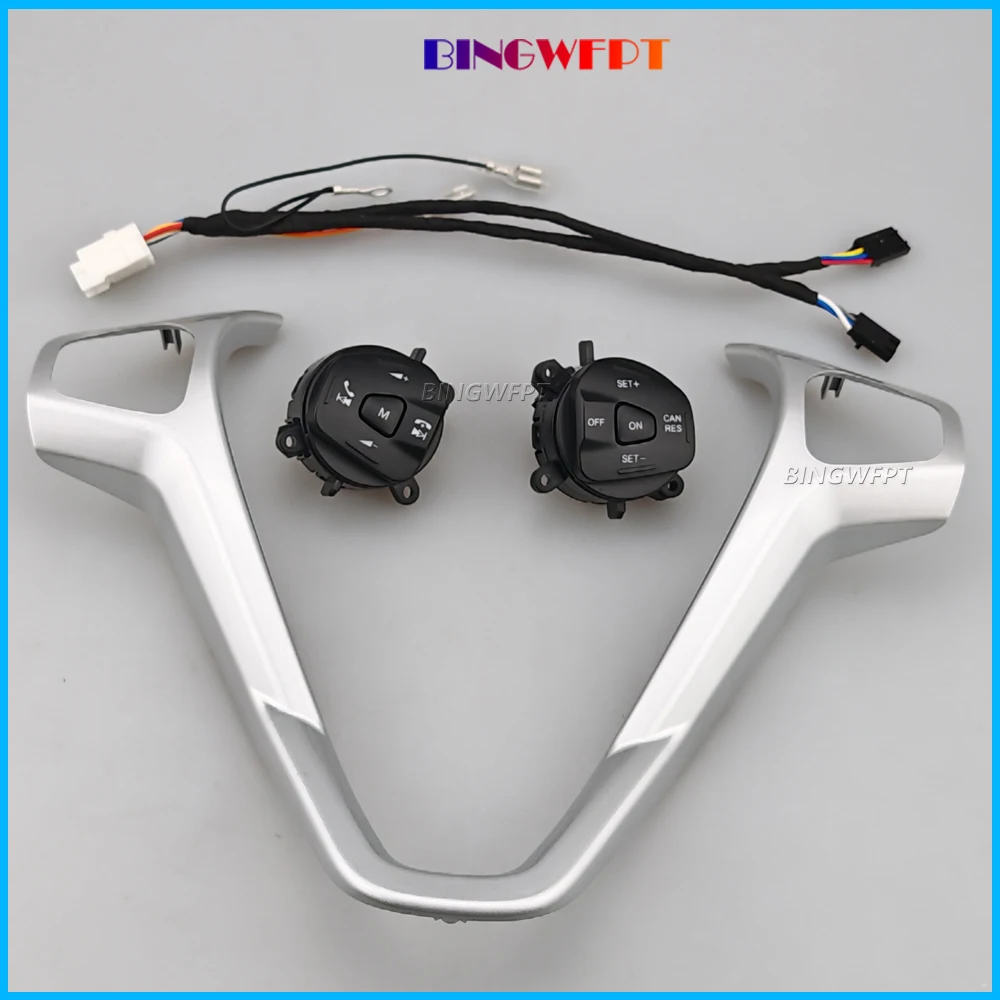 With Frame + Wire Car Cruise Control Buttons Blue / Red Backlight Steering Wheel Volume Button For Ford Fiesta MK7 Ecosport 2013