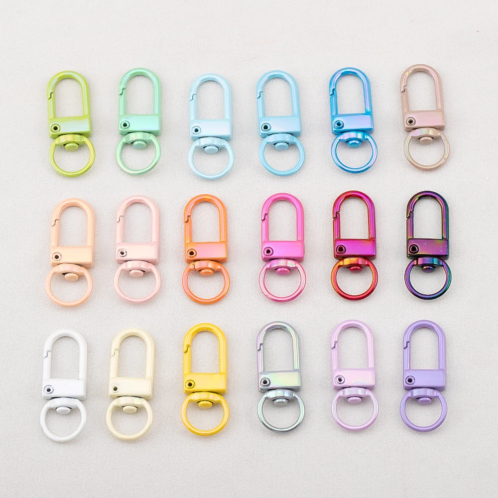 10pcs Electroplating Illusion Color Snap Lobster Clasp Hooks For DIY Colorful Trinkets Making Rotating Pet Keychains Bag Keyring