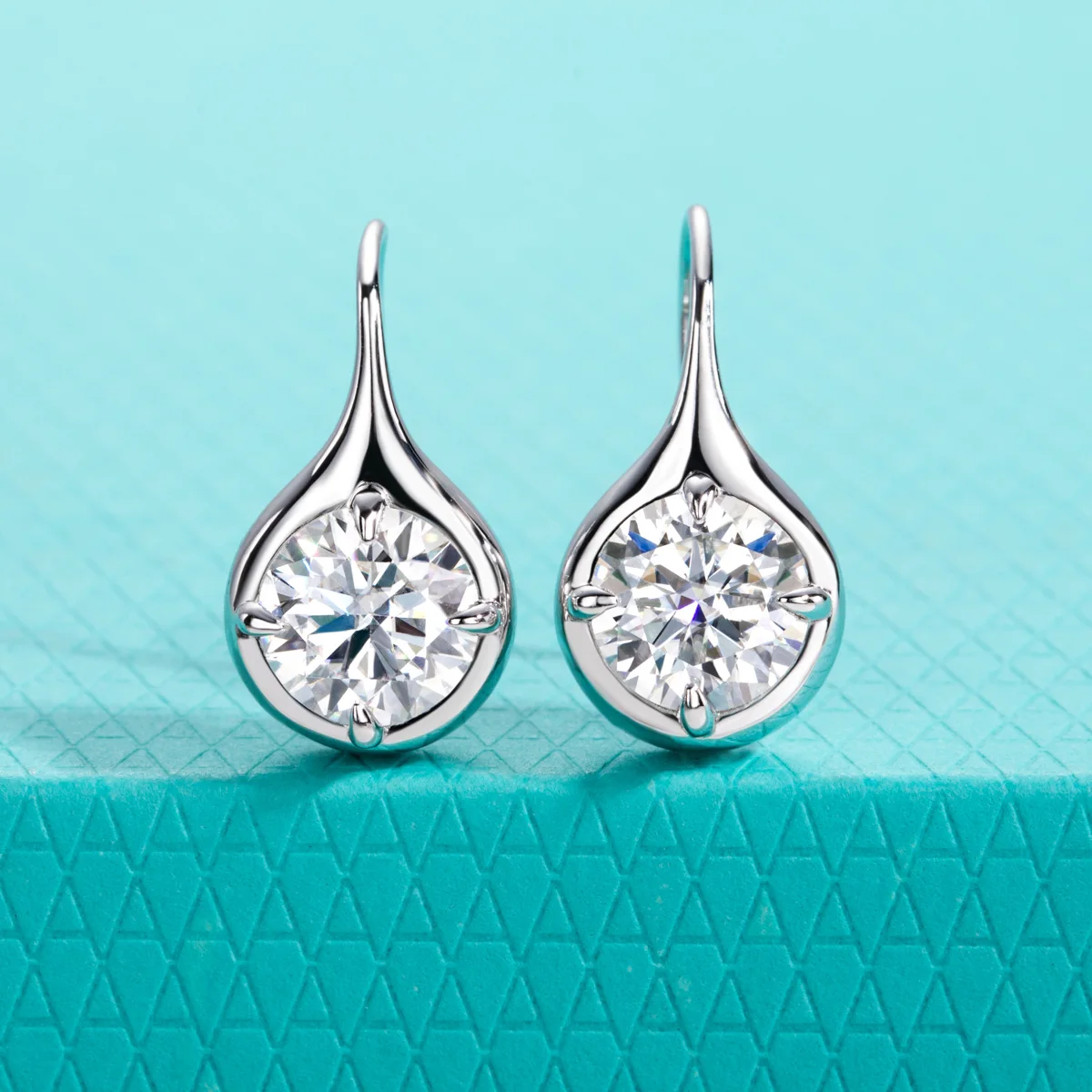 AnuJewel 1cttw/2cttw Moissanites Bubble Bezel Earrings 925 Sterling Silver Drop Hoop Earring for Women Jewelry Wholesale