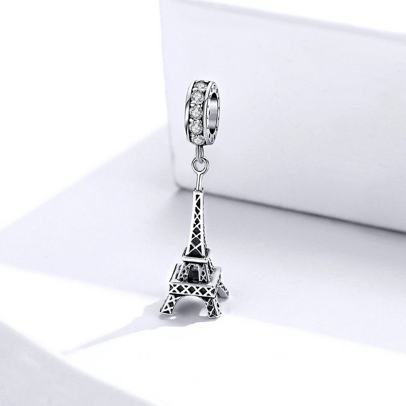 Wostu 925 Sterling Silver Travel Landmark Charms Camera Globe Airplane Eiffel Tower Big Ben Dangle Beads Fit Bracelet Women DIY
