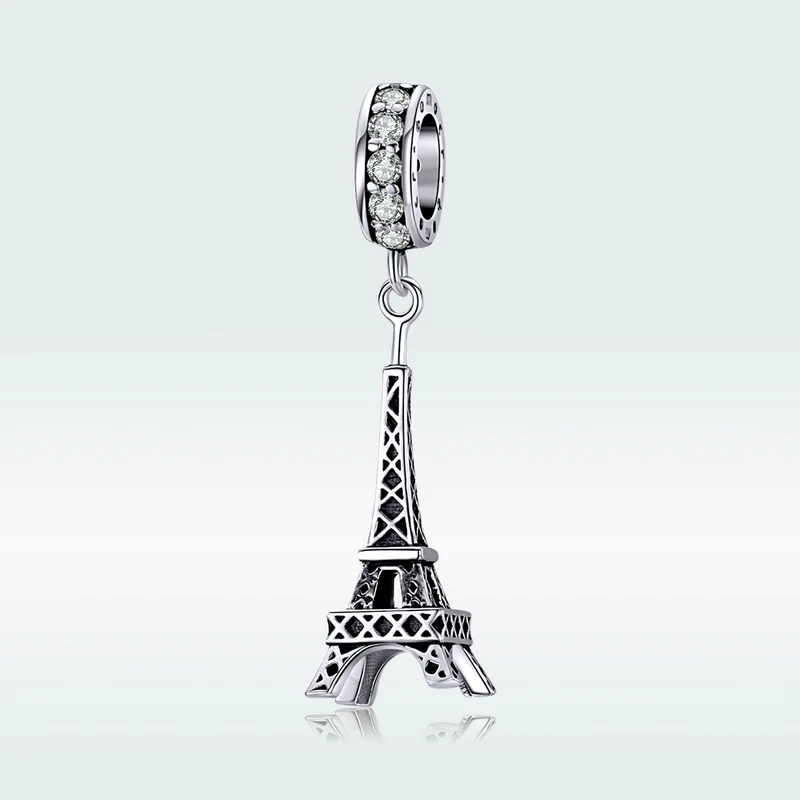 Wostu 925 Sterling Silver Travel Landmark Charms Camera Globe Airplane Eiffel Tower Big Ben Dangle Beads Fit Bracelet Women DIY