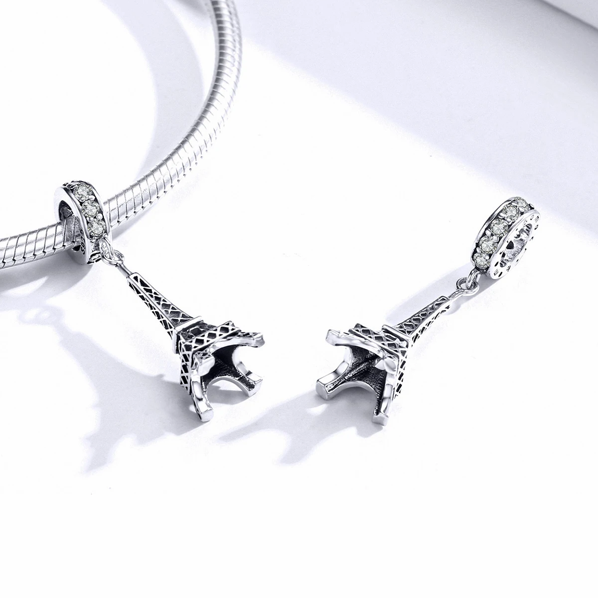 Wostu 925 Sterling Silver Travel Landmark Charms Camera Globe Airplane Eiffel Tower Big Ben Dangle Beads Fit Bracelet Women DIY