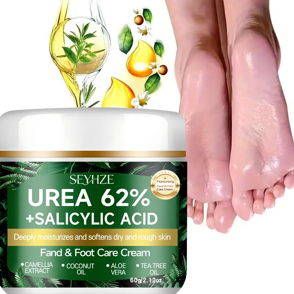 SEYHZE Foot Cream with 62% Urea And Salicylic Acid for Dry Rough Skin Tea Tree Oil Aloe Butter Oil Glycerin H-Aloe Vera Moisturi