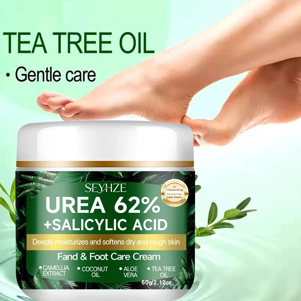 SEYHZE Foot Cream with 62% Urea And Salicylic Acid for Dry Rough Skin Tea Tree Oil Aloe Butter Oil Glycerin H-Aloe Vera Moisturi