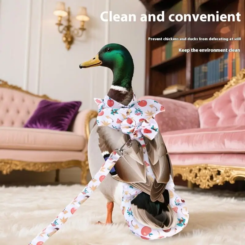 1/2Pcs Cute Cartoon Fashion Chicken Duck Vest Diaper Hen Belt Pet Traction Rope Set Comfortable Leads Pet Poultry Supplies