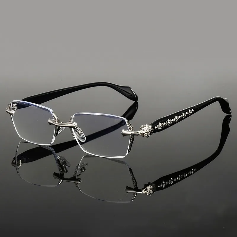 Frameless Anti Blue Light Glasses Rectangular Flat Lens for Women & Men