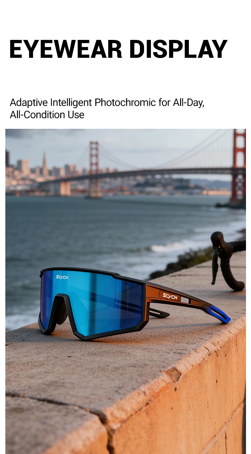 SCVCN New Photochromic Sports Cycling Glasses Men Women Running Sunglasses UV400 Mountain Camping Fishing Eyewear MTB Goggles