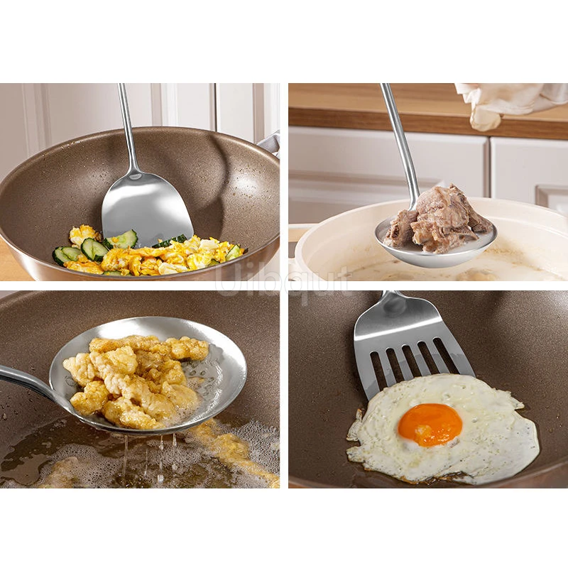Pear wood stem 316 stainless steel spoon Household stir fry spatula Kitchen long handled spoon slotted spoon Stir fry spatula
