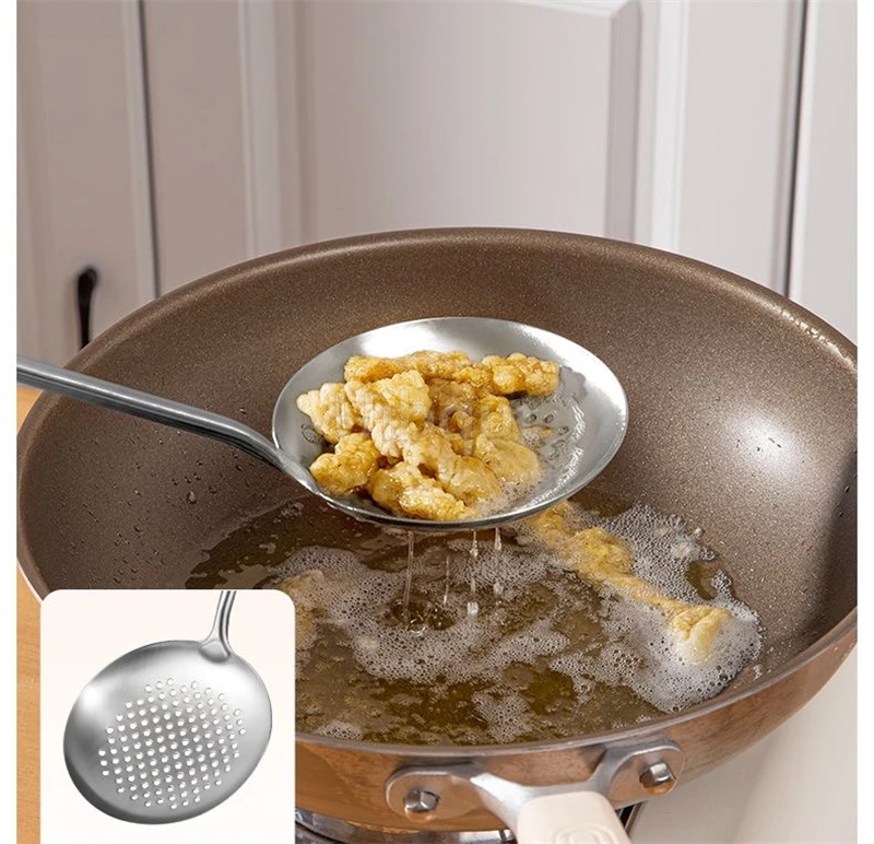 Pear wood stem 316 stainless steel spoon Household stir fry spatula Kitchen long handled spoon slotted spoon Stir fry spatula