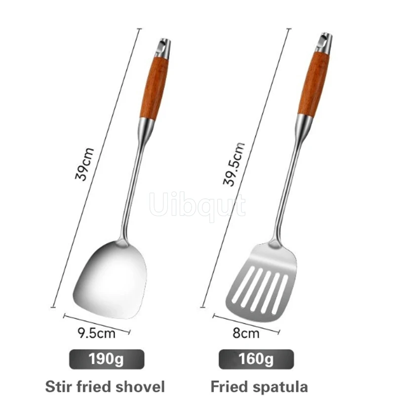 Pear wood stem 316 stainless steel spoon Household stir fry spatula Kitchen long handled spoon slotted spoon Stir fry spatula