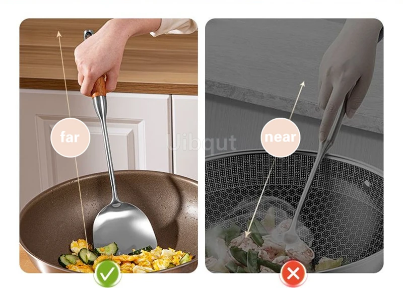 Pear wood stem 316 stainless steel spoon Household stir fry spatula Kitchen long handled spoon slotted spoon Stir fry spatula