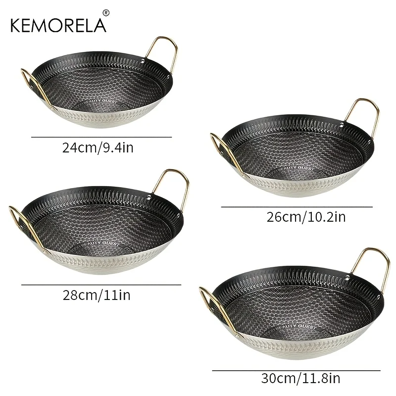 1PCS Stainless Steel Non-Stick Honeycomb Pan 24/26/28/30cm for Kitchen Fast Heat Conduction, Scratch-Resistant Non-Stick Surface