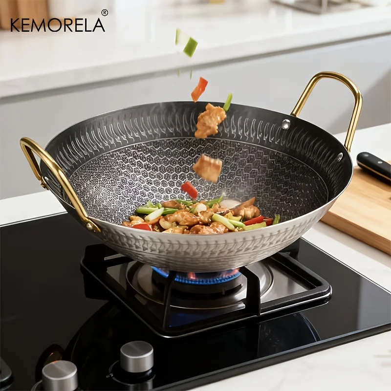 1PCS Stainless Steel Non-Stick Honeycomb Pan 24/26/28/30cm for Kitchen Fast Heat Conduction, Scratch-Resistant Non-Stick Surface