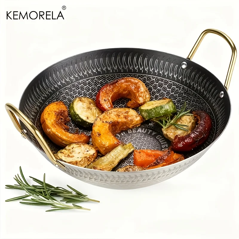 1PCS Stainless Steel Non-Stick Honeycomb Pan 24/26/28/30cm for Kitchen Fast Heat Conduction, Scratch-Resistant Non-Stick Surface
