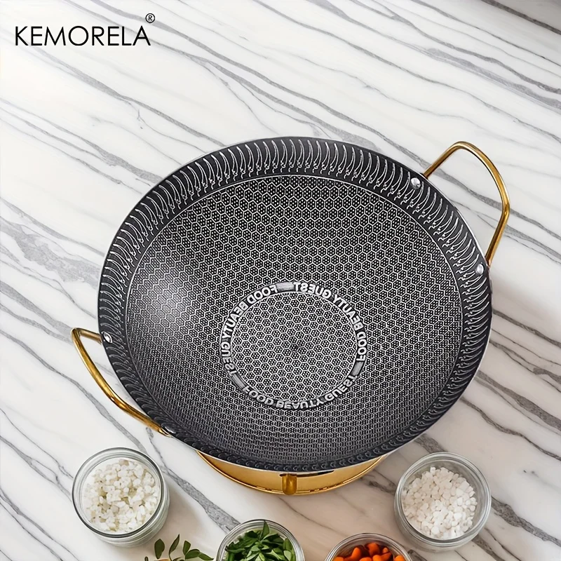 1PCS Stainless Steel Non-Stick Honeycomb Pan 24/26/28/30cm for Kitchen Fast Heat Conduction, Scratch-Resistant Non-Stick Surface