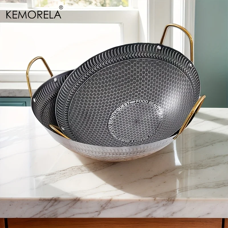 1PCS Stainless Steel Non-Stick Honeycomb Pan 24/26/28/30cm for Kitchen Fast Heat Conduction, Scratch-Resistant Non-Stick Surface