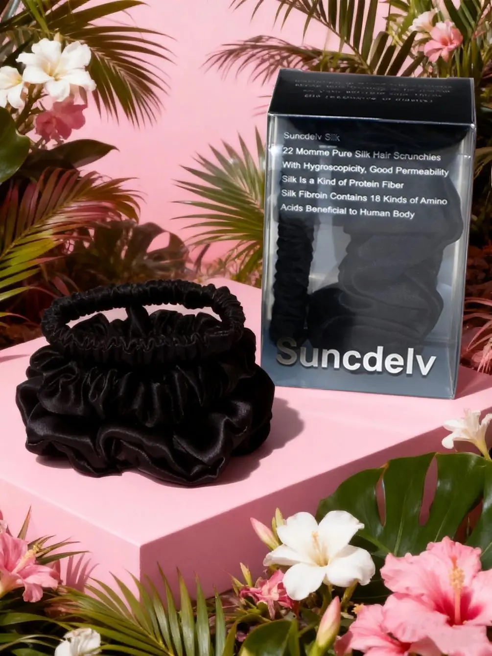 6A grade 100% silk Fabric Women Hair Scrunchies 22 Momme High Quality Hair Ties set Combination Hairbands Hair Accessories