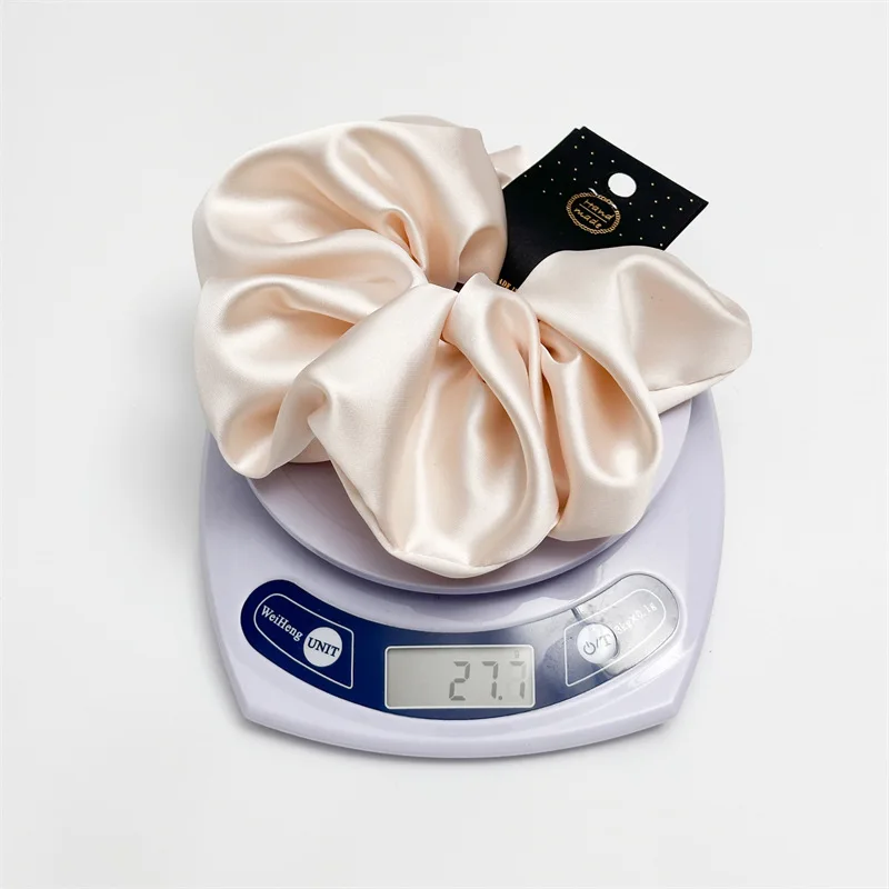 Satin Silk Like Hair Scrunchies Black Big Hair Ties For Girl Scrunchie Solid Color Hair Accessories Scrunch Headbands For Women