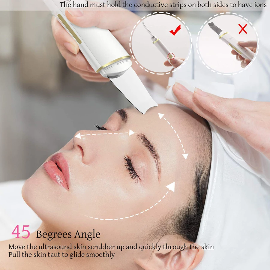 Ultrasonic Skin Scrubber Face Spatula Pore Cleaner Blackhead Remover Shovel Skin Care Tool for Facial Lifting and Deep Cleansing